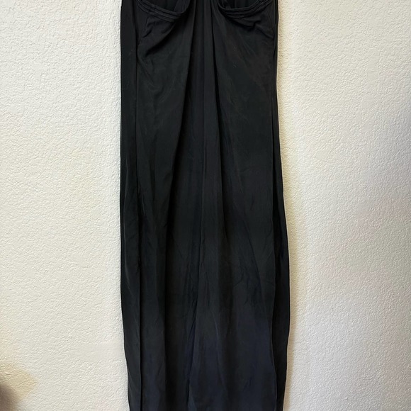 Frame V-Neck T-Strap Midi Slip Dress Black Size Medium - Picture 10 of 14